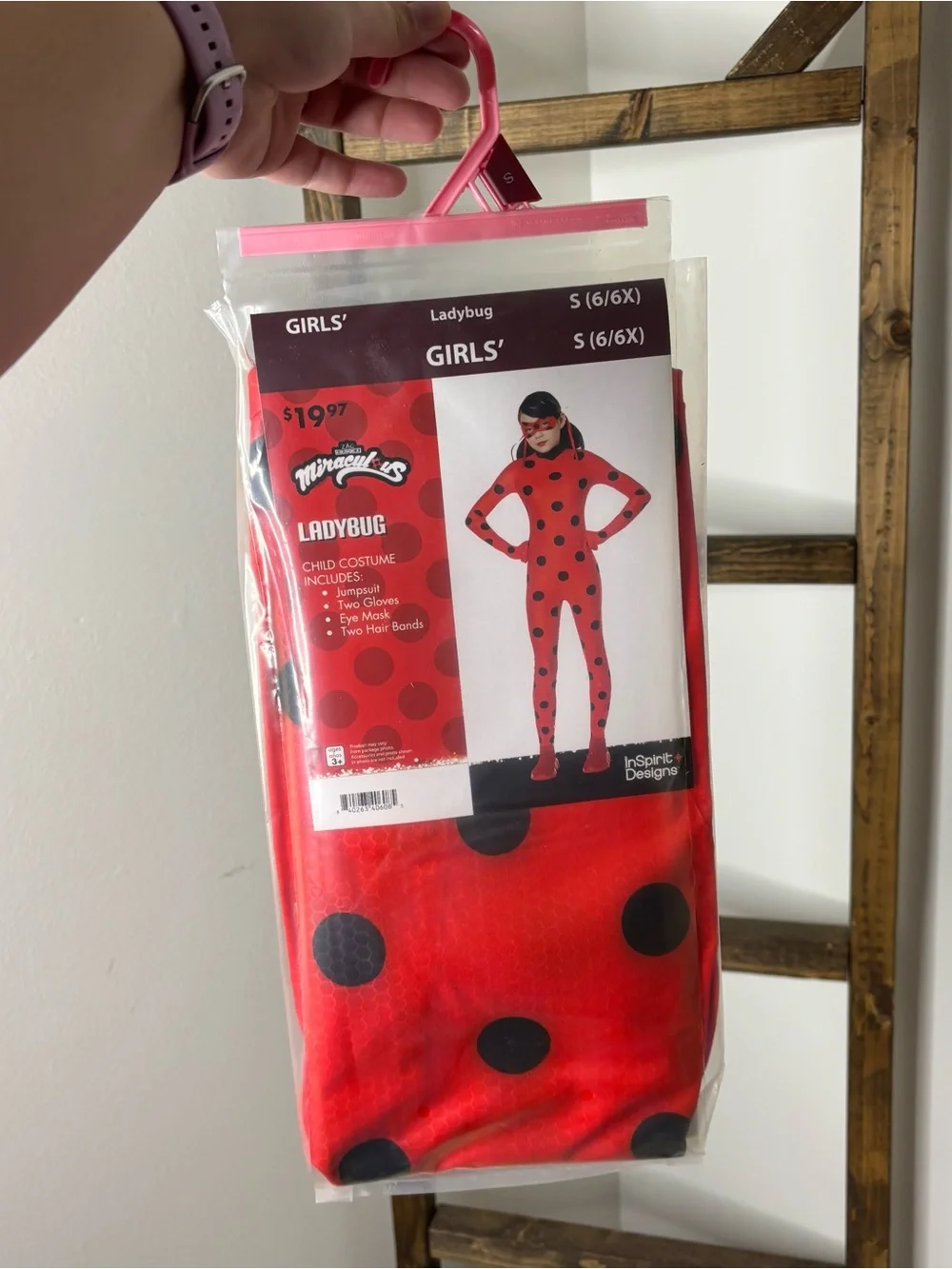 Girls' Ladybug Costume Red with Black Spots - Size S (6/6X)